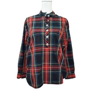 J. Crew jeweled button popover tunic Stewart tartan 14
